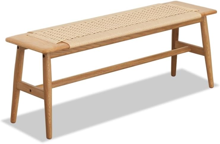 Oak Rattan Woven Dining Bench
