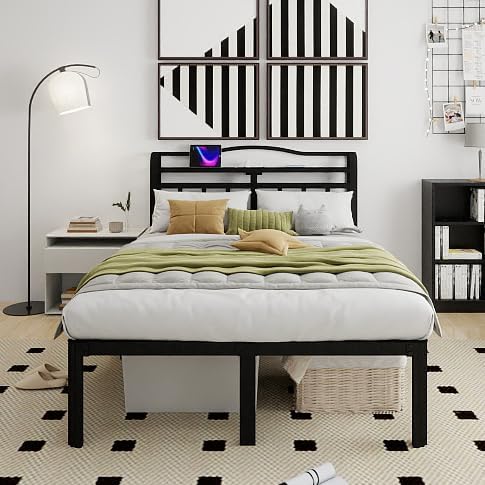 Black Queen High Storage Bed Frame