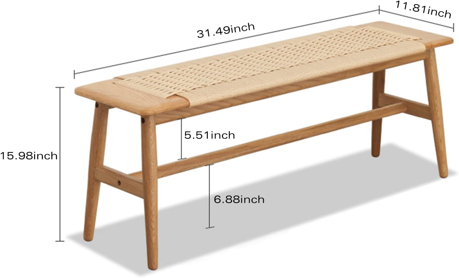 Beige Oak Rounded Edge Bench