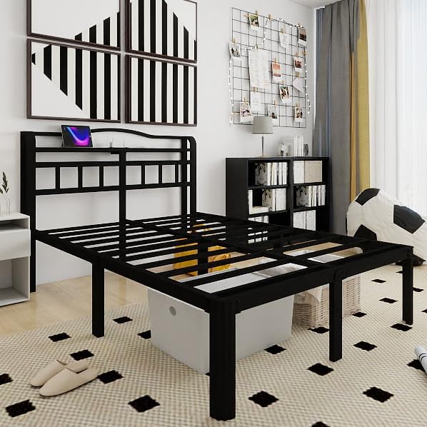 Black Queen High Storage Bed Frame