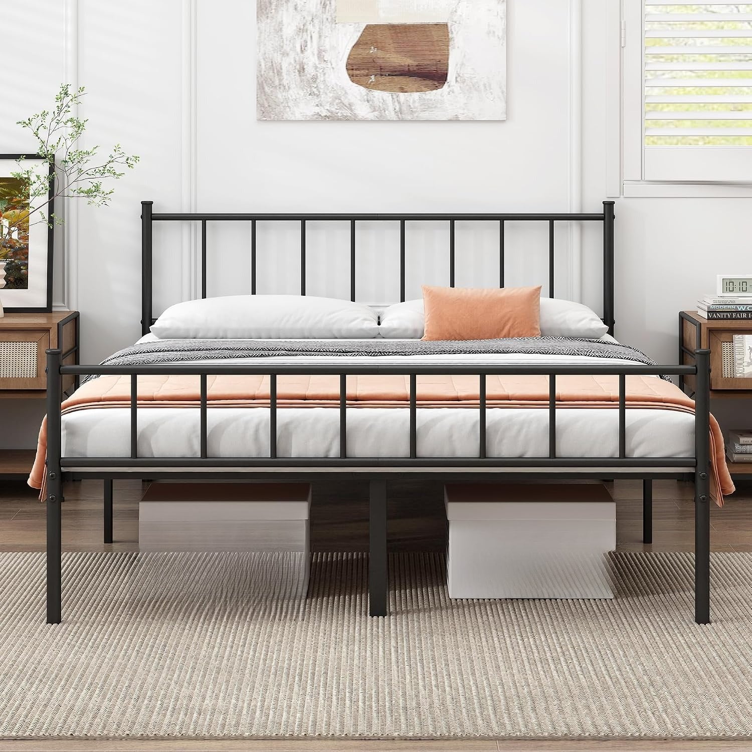 Queen Metal Underbed Storage Bed