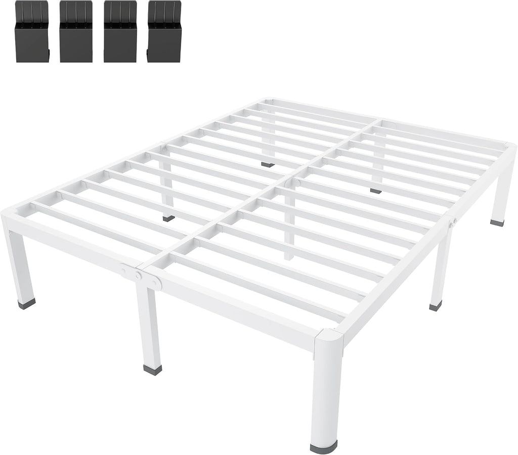 White Queen High Storage Metal Bed