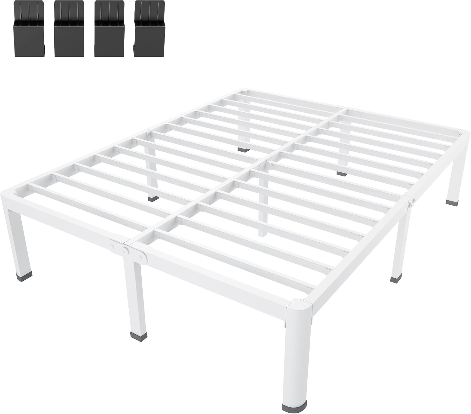 White Queen High Storage Metal Bed