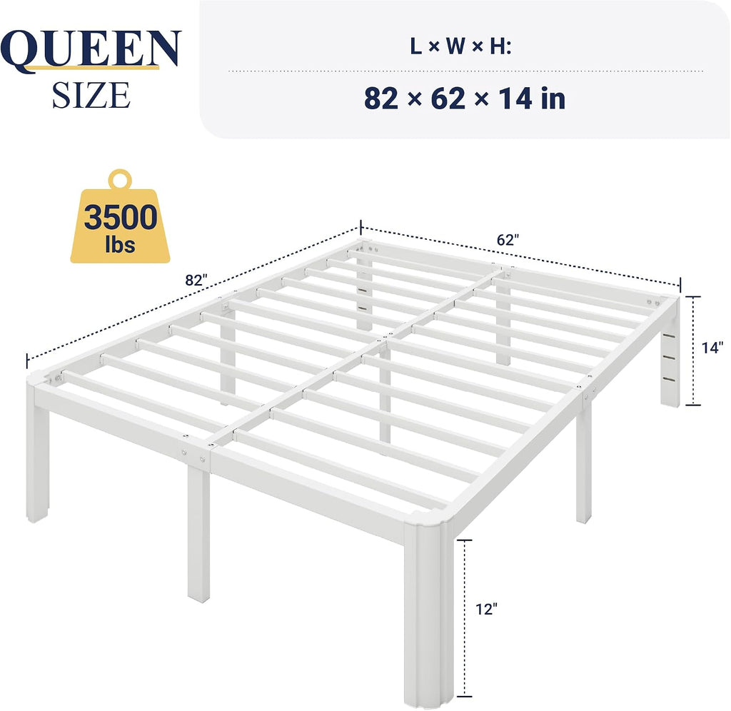 White Queen Heavy Duty Metal Bed