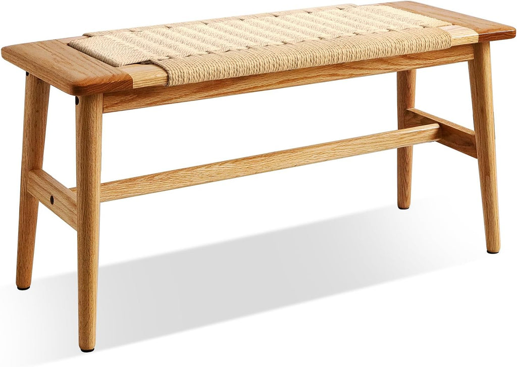 Beige Oak Rounded Edge Bench