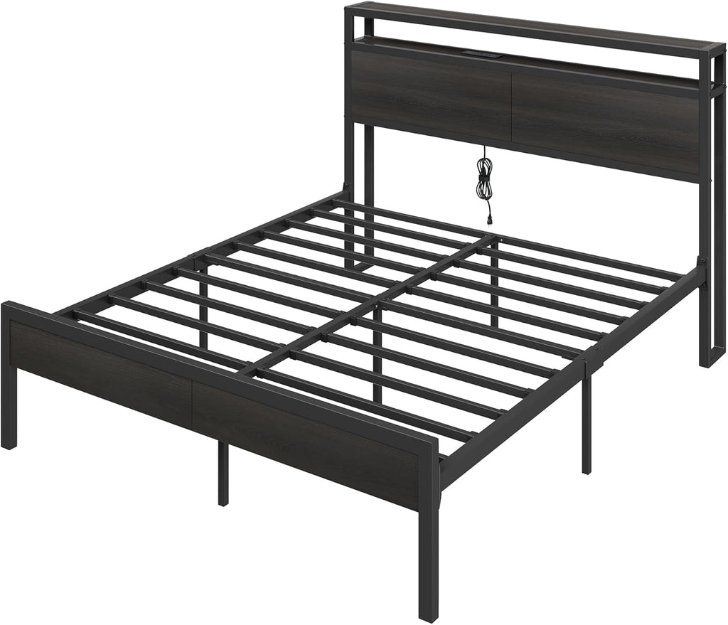 Black Industrial Storage Metal Bed Frame