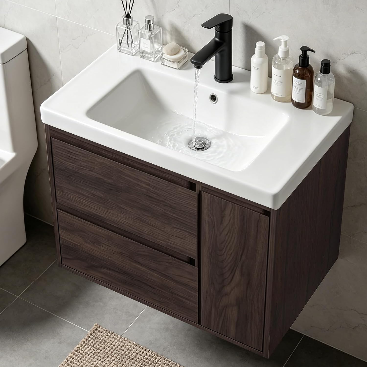 Walnut Floating Drawer Vanity