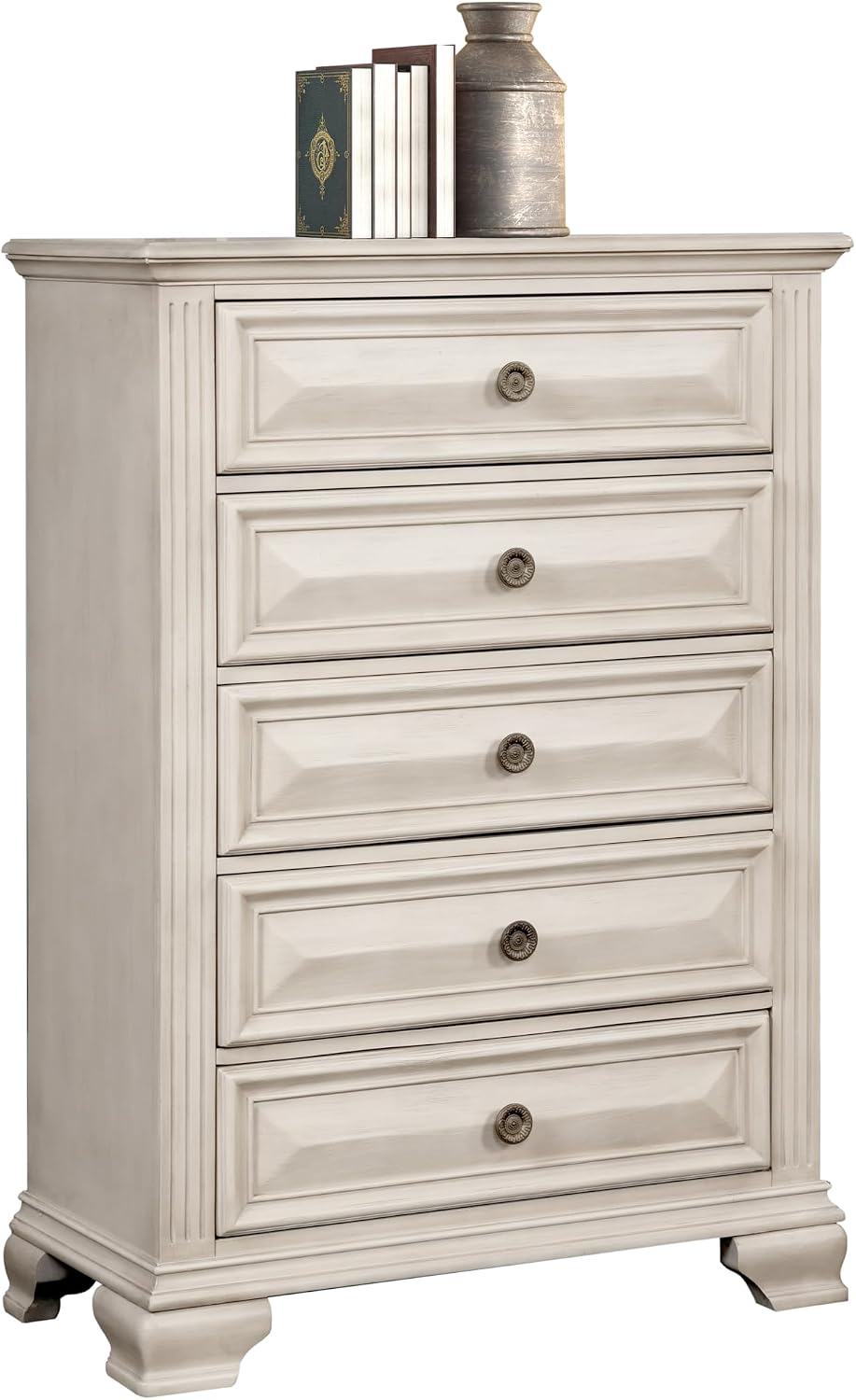 Distressed Parchment Five Drawer Chest