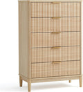 Oak Fluted Five Drawer Dresser