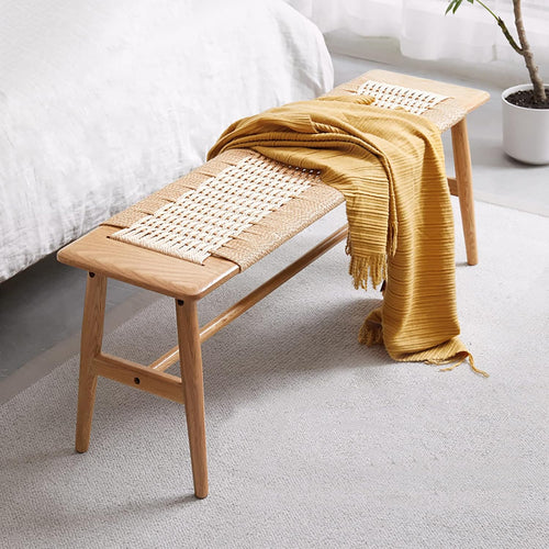 Beige Oak Rounded Edge Bench