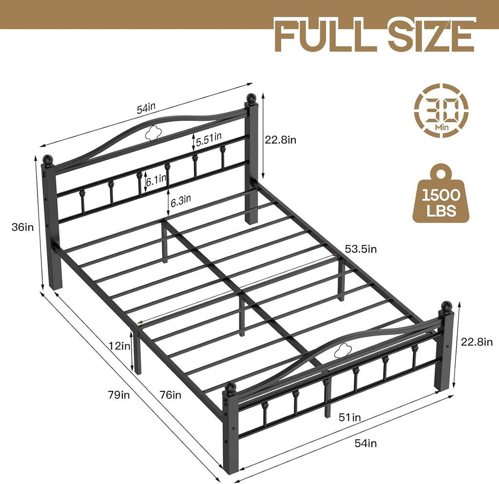 Vintage Full Metal Storage Bed Frame