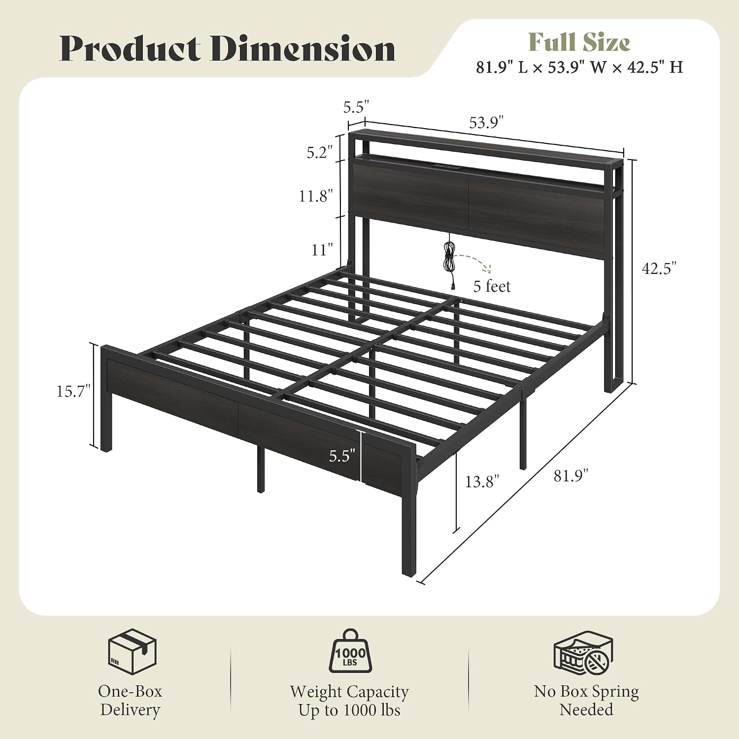 Black Industrial Storage Metal Bed Frame