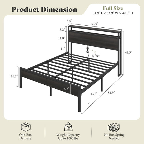 Black Industrial Storage Metal Bed Frame