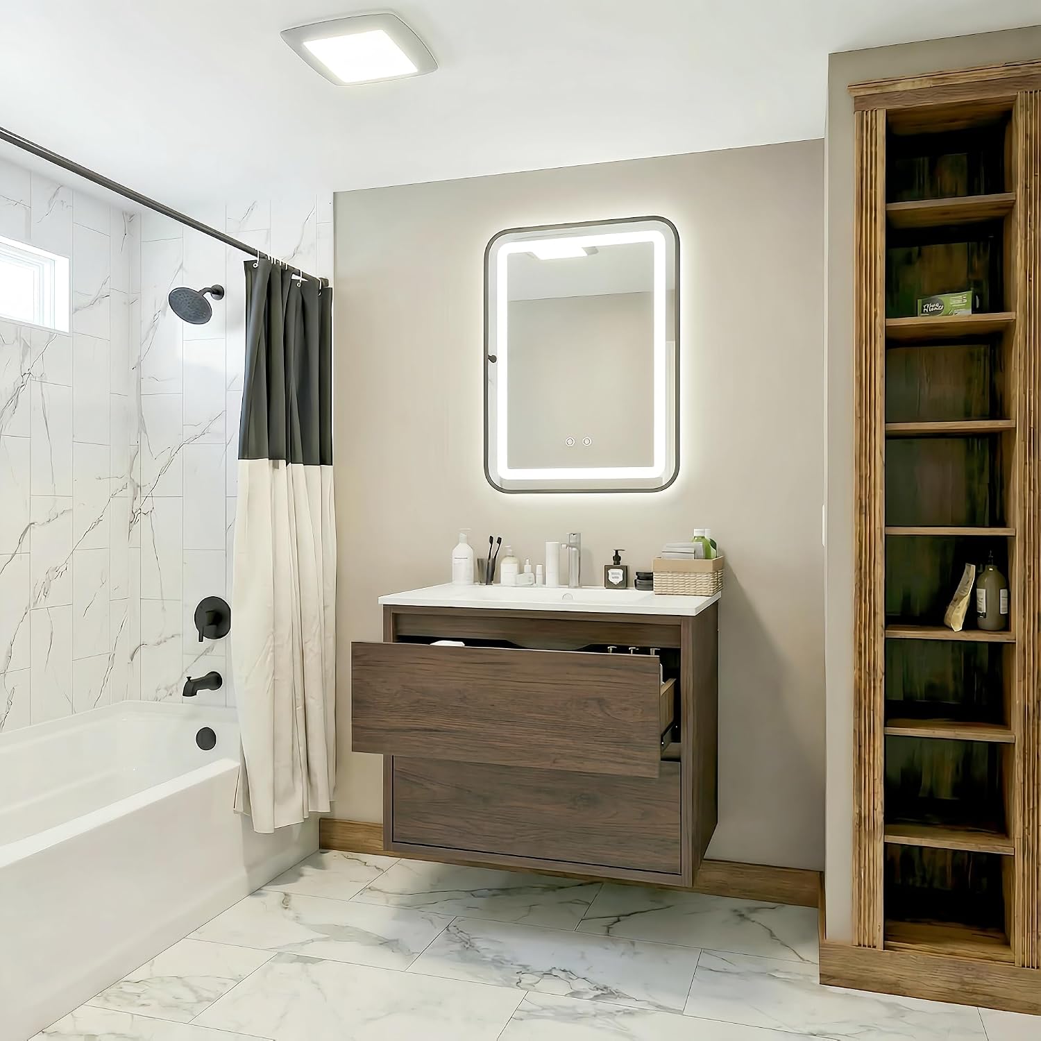 Walnut Floating Drawer Vanity