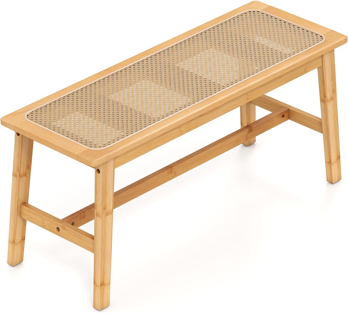 Bamboo Rattan Farmhouse Bench
