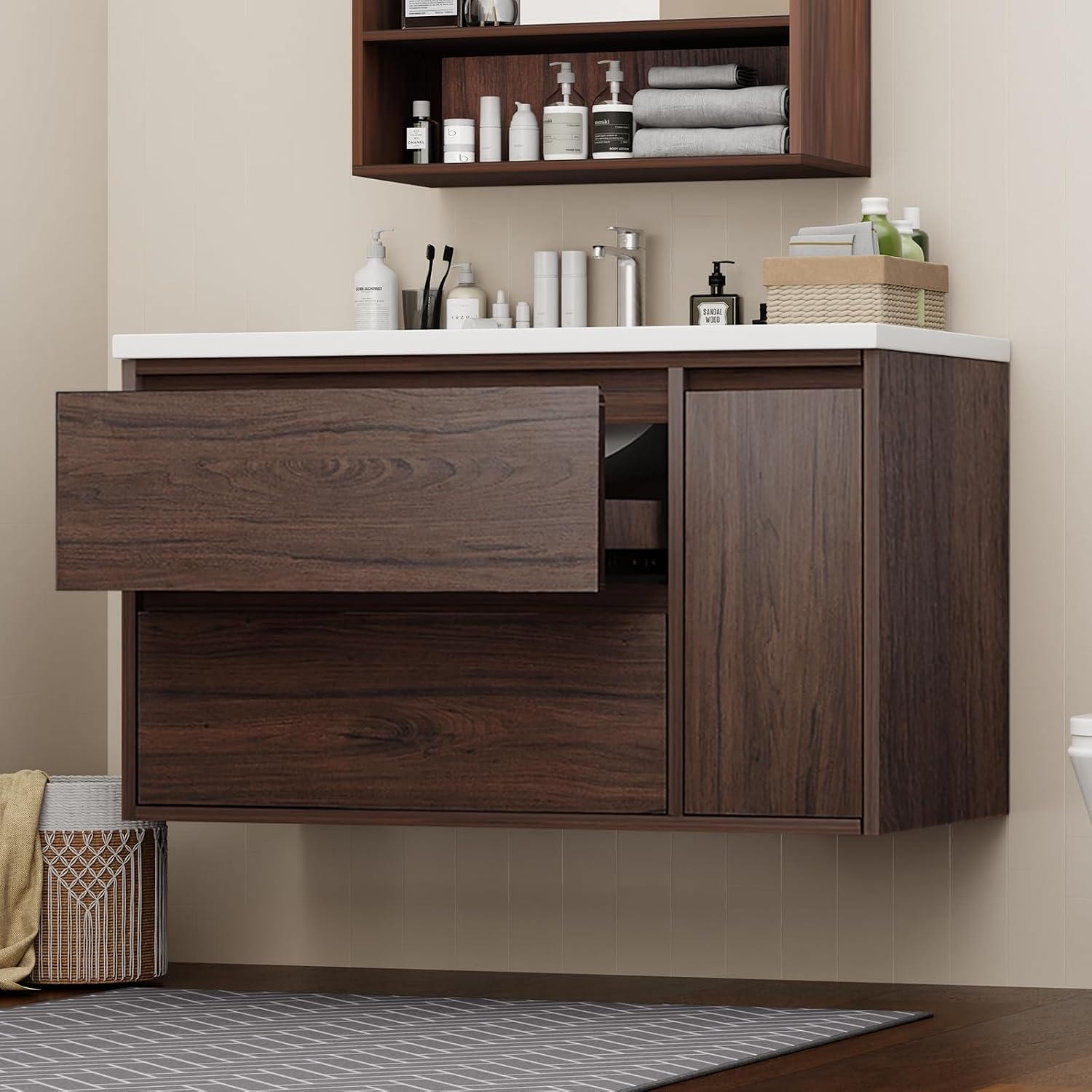 Walnut Dual Use Bathroom Vanity