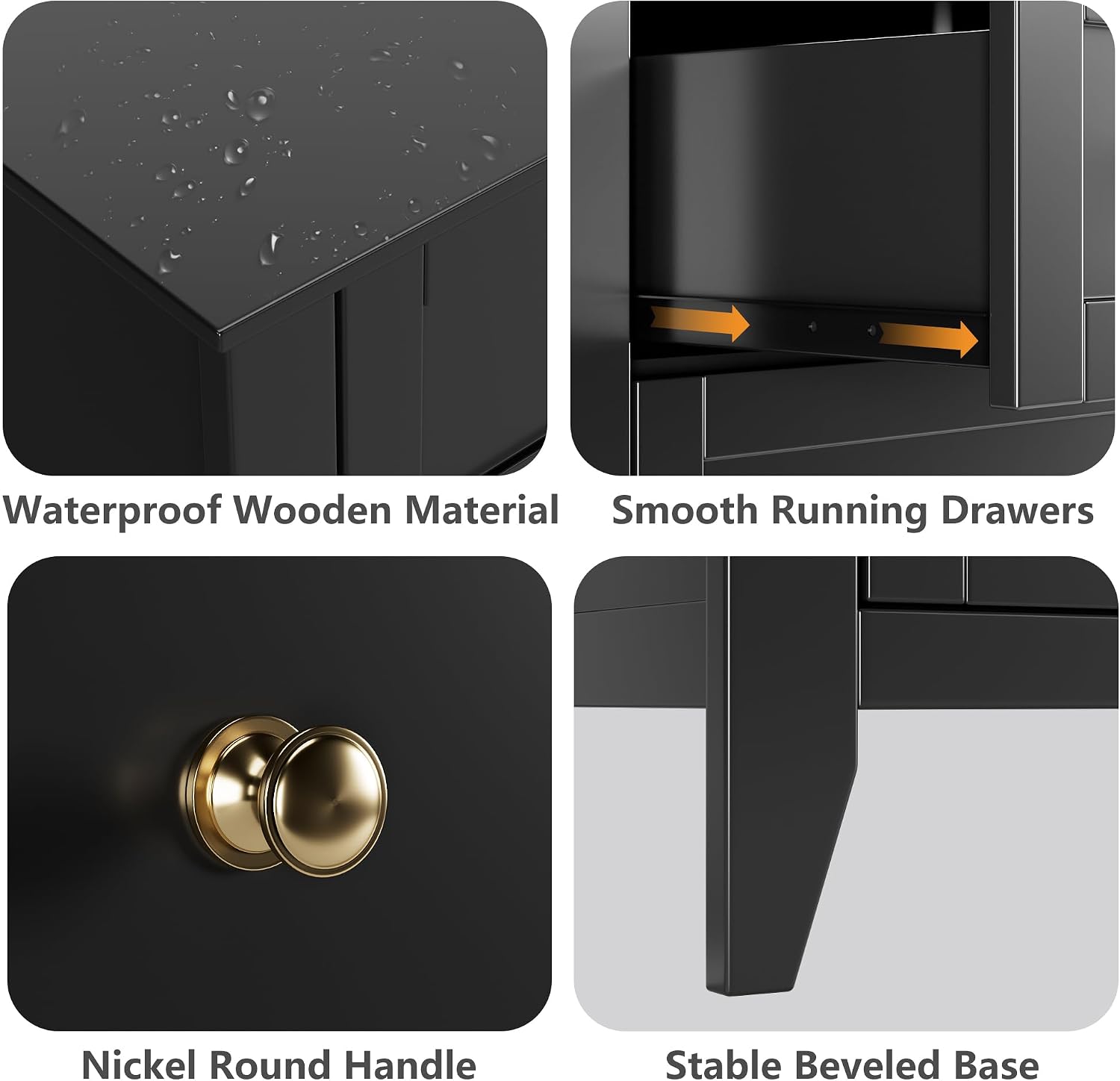 Black Five Drawer Storage Dresser