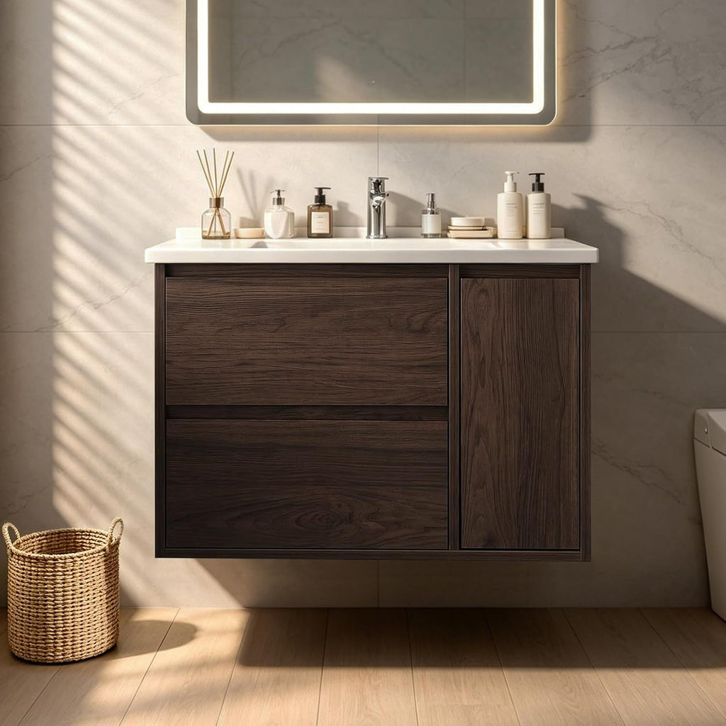Walnut Floating Drawer Vanity