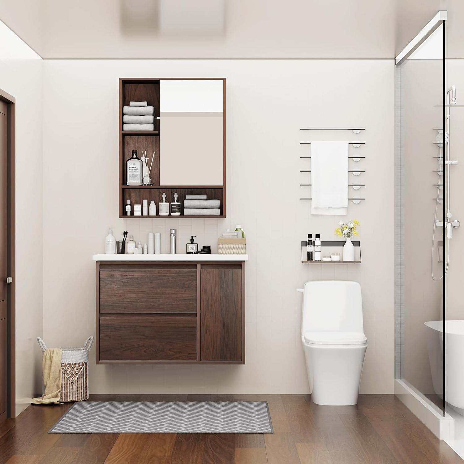 Walnut Dual Use Bathroom Vanity