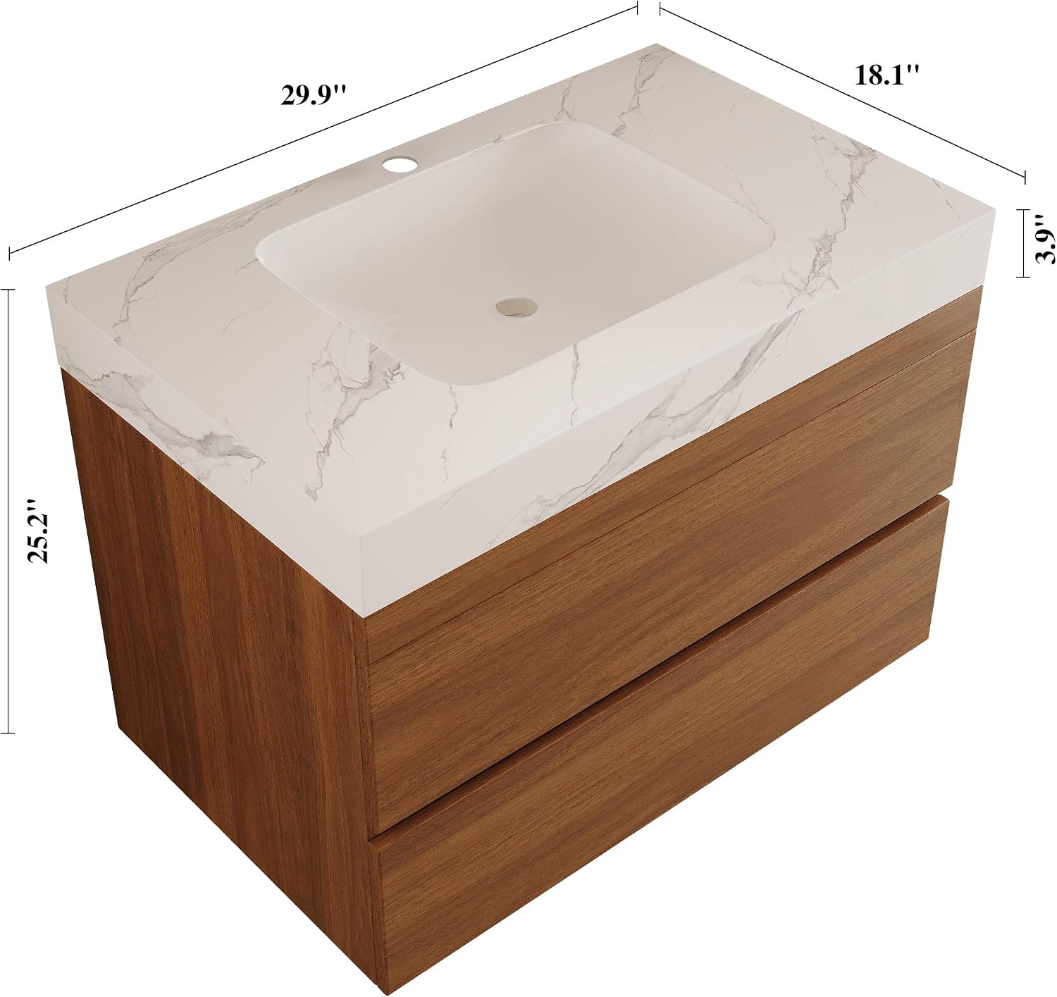 Walnut Marble Floating Vanity
