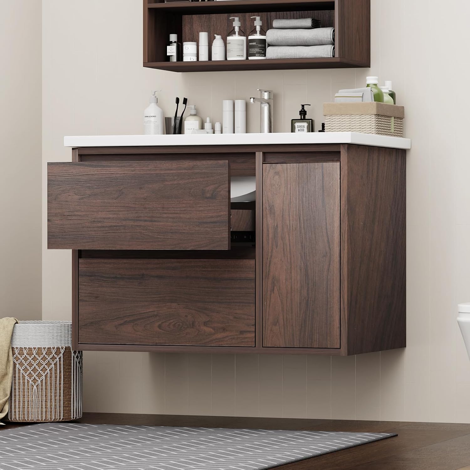 Walnut Dual Use Bathroom Vanity
