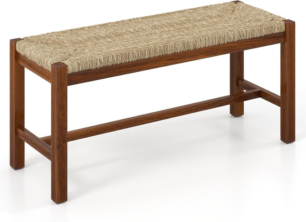 Rubber Wood Seagrass Dining Bench