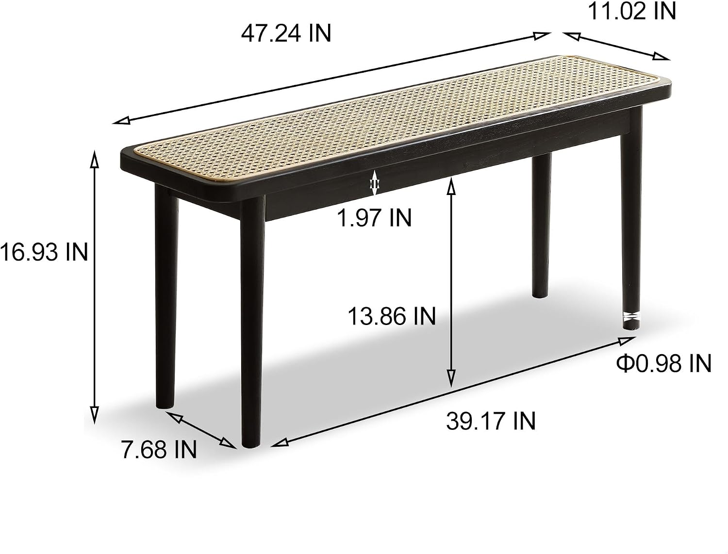 Black Oak Rattan Dining Bench