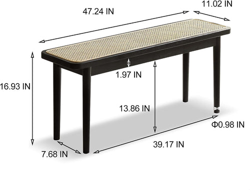 Black Oak Rattan Dining Bench