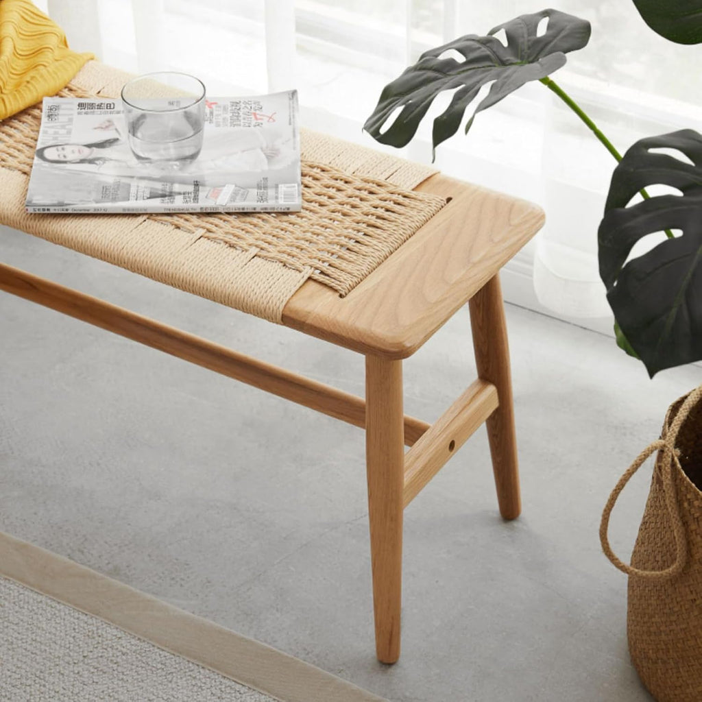 Beige Oak Rounded Edge Bench