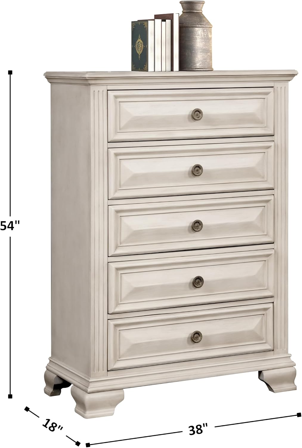 Distressed Parchment Five Drawer Chest