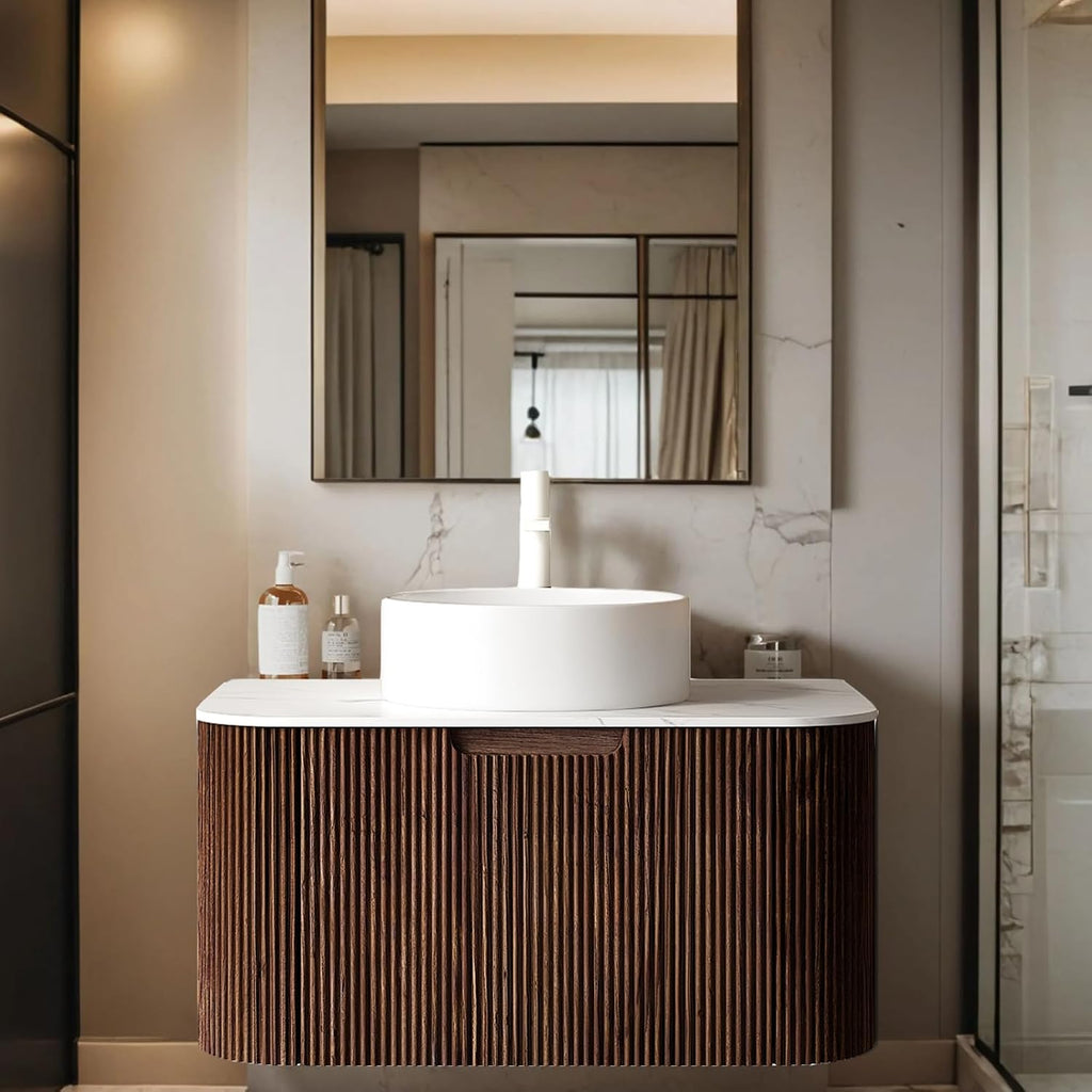 Dark Walnut Marble Top Vanity