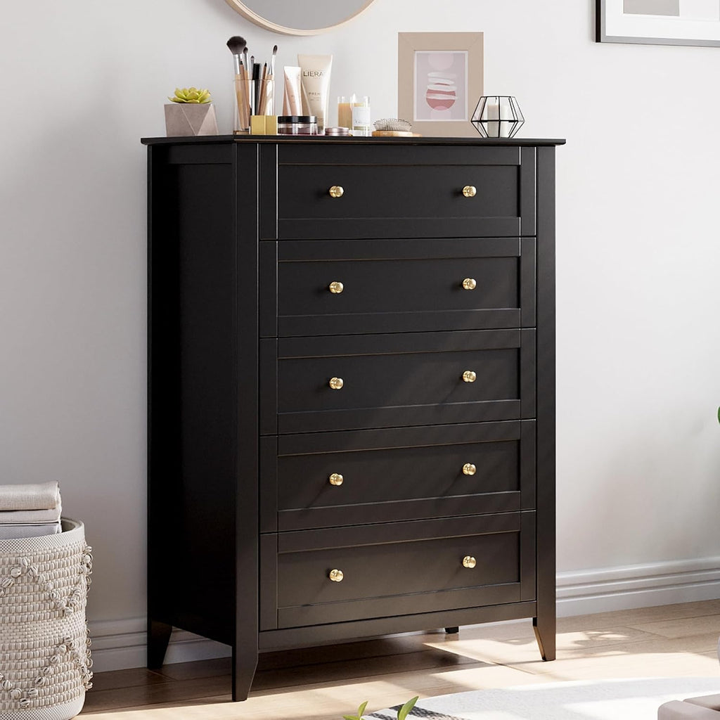 Black Five Drawer Storage Dresser