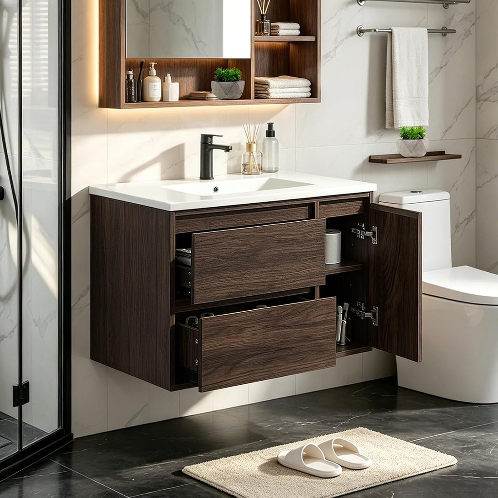 Walnut Floating Drawer Vanity