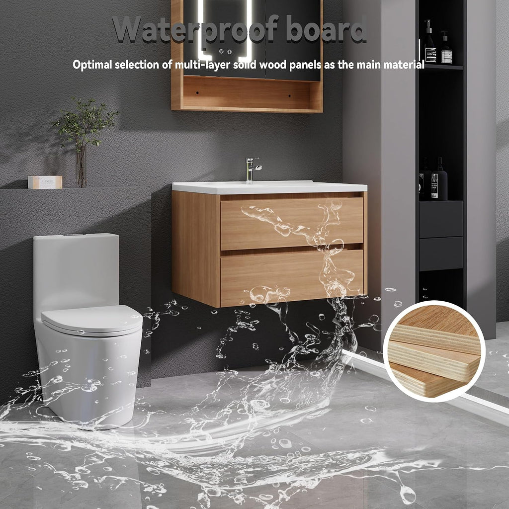 Walnut Floating Sink Vanity Unit
