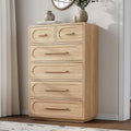 Natural Six Drawer Wooden Dresser
