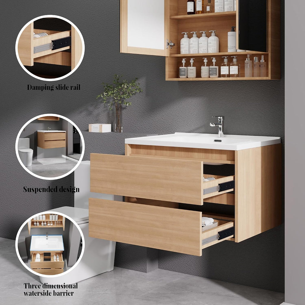 Walnut Floating Sink Vanity Unit