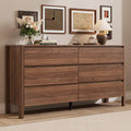 Walnut Six Drawer Hidden Handle Dresser
