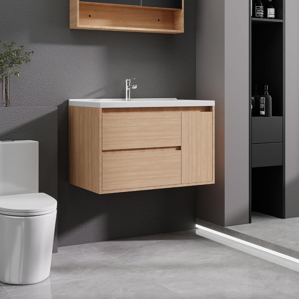 Walnut Floating Sink Vanity Cabinet