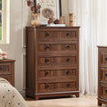Brown Farmhouse Five Drawer Dresser