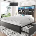Grey Queen Bookcase Storage Bed