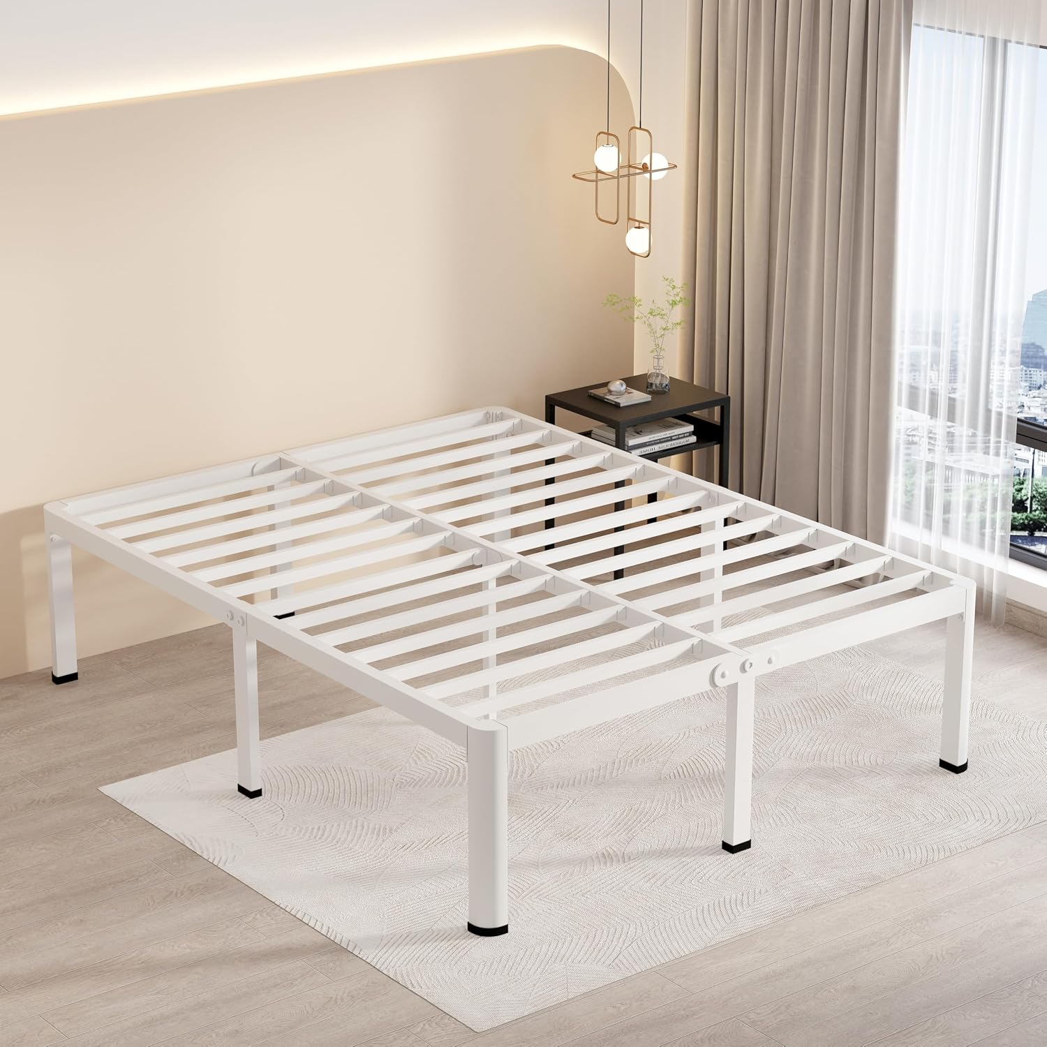 White Queen High Storage Metal Bed