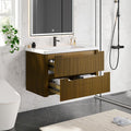 Walnut Curved Floating Vanity