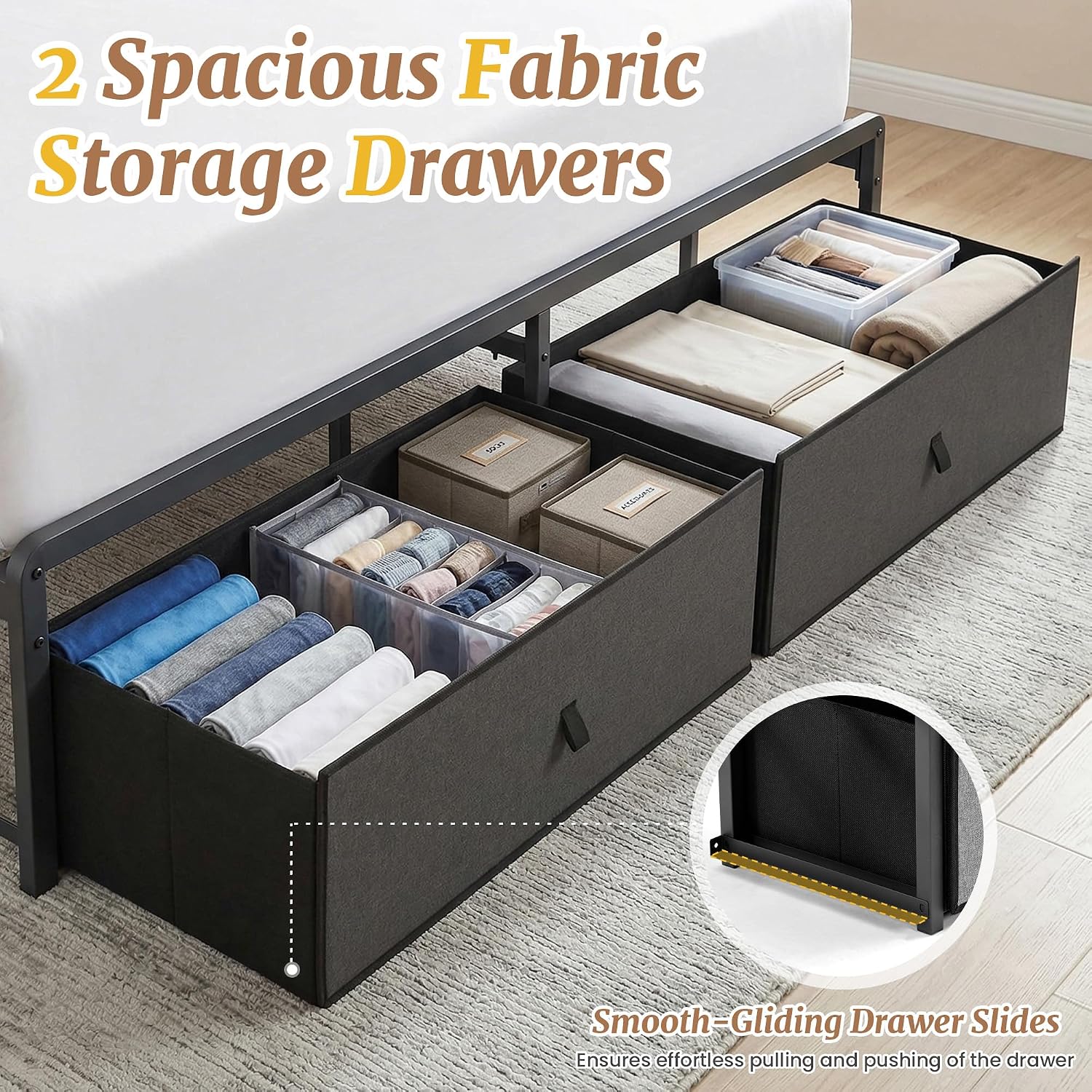 Twin Upholstered Storage Bed Frame