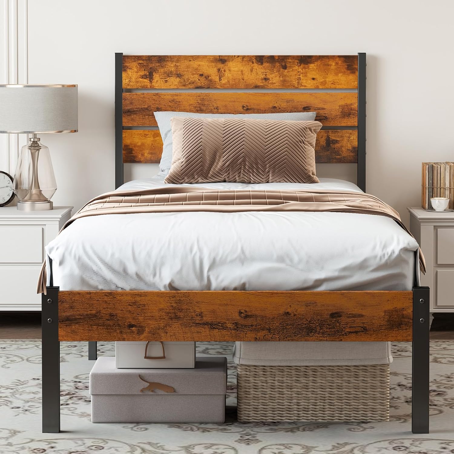 Sturdy Twin Metal Platform Bed Frame
