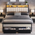 White Queen Velvet LED Storage Bed