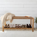 Light Wood Woven Rope Bench