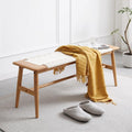Oak Rattan Round Leg Bench