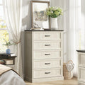 White Farmhouse Five Drawer Dresser