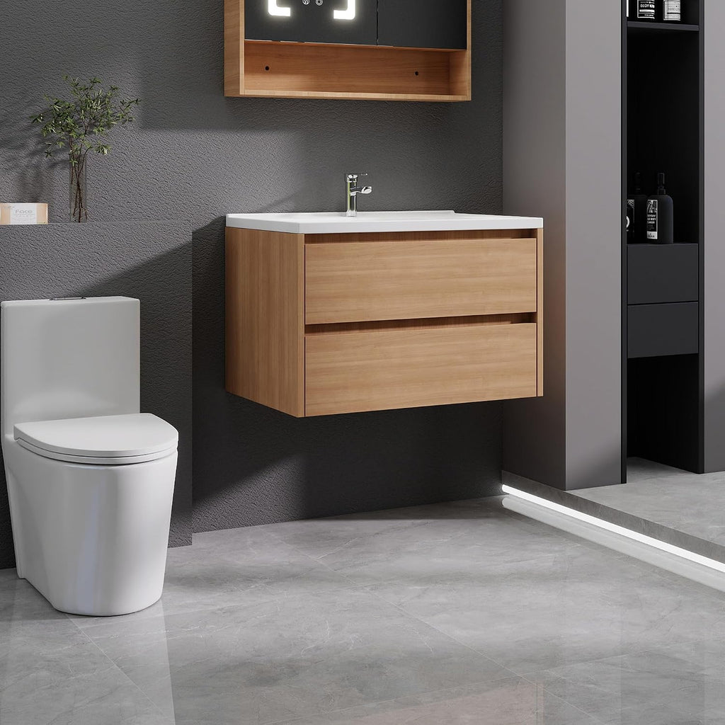Walnut Floating Sink Vanity Unit