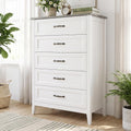 White Black Five Drawer Dresser